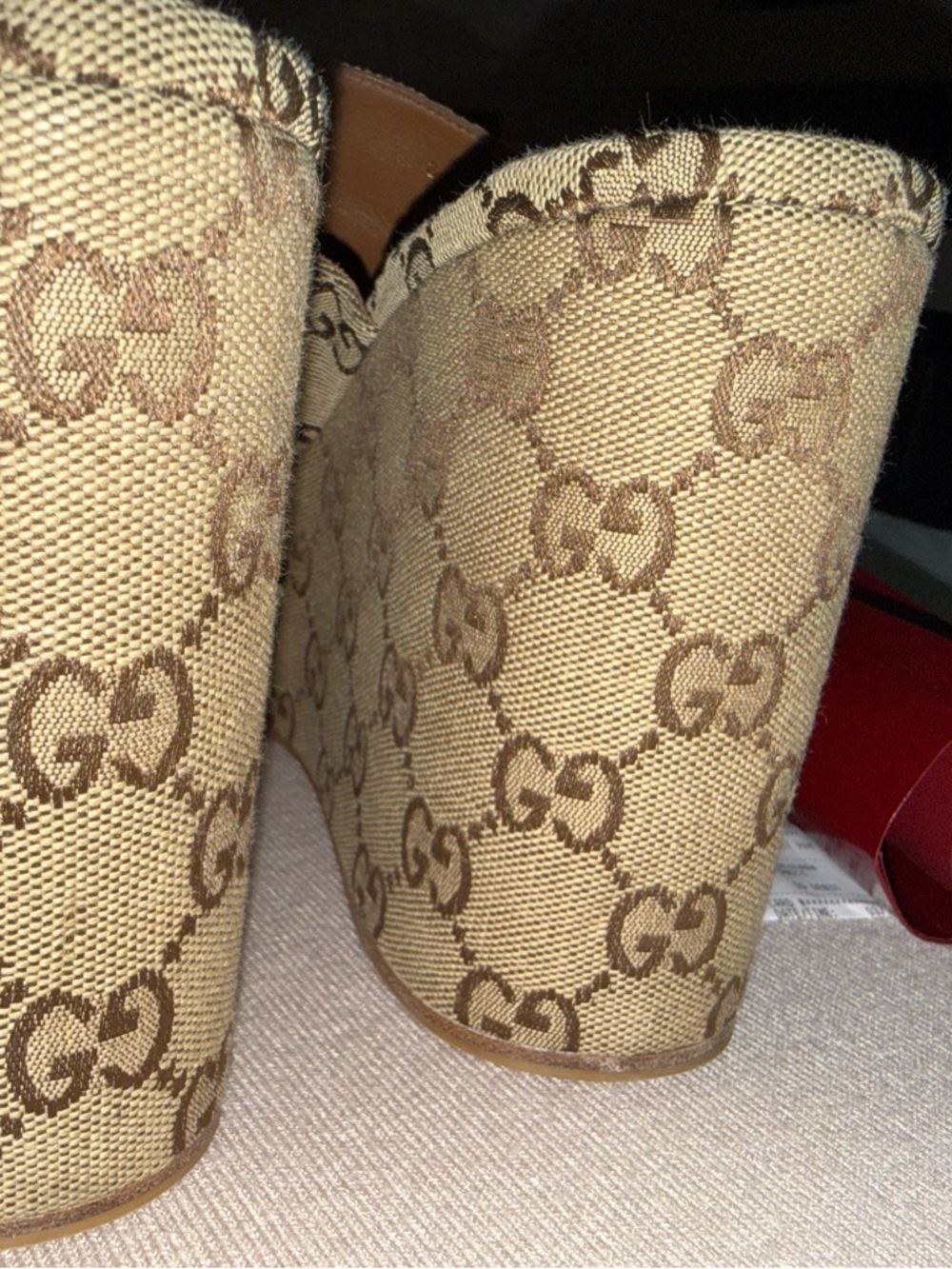 Gucci Tan GG Canvas Horsebit Mules - Picture 4 of 9